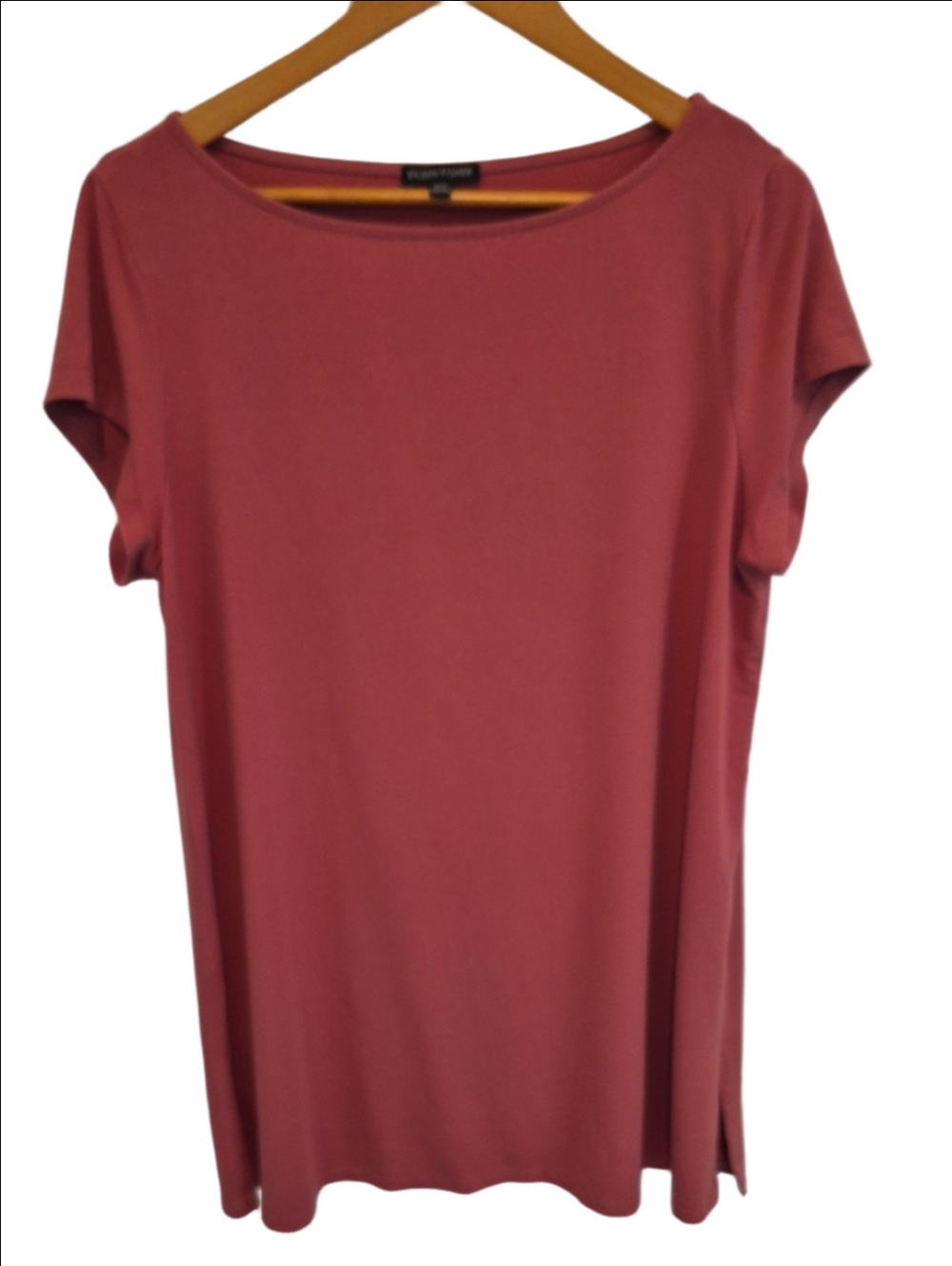 Eileen Fisher Dusty Rose Cap Sleeve Tunic In Viscose XL